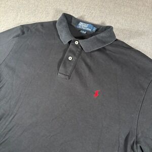 Polo Ralph Lauren Polo Shirt Mens L Black Short Sleeve Red Pony Logo Cotton